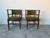 Charming pair of vintage accent chairs featuring an organic Arts & Crafts inspired design with beautifully curved rail...