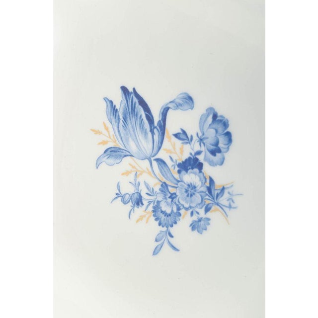 Porcelain Square Bowl with Blue Floral Motifs and Gilt Edge by Meissen, Germany For Sale - Image 3 of 5