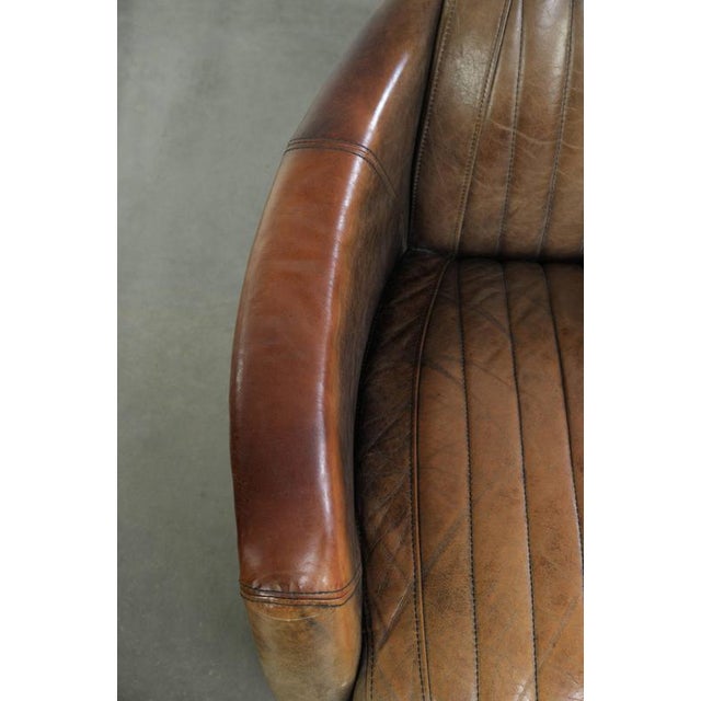 Metal Cowhide Leather Aviator Club Armchair with Aluminium Finish For Sale - Image 7 of 13