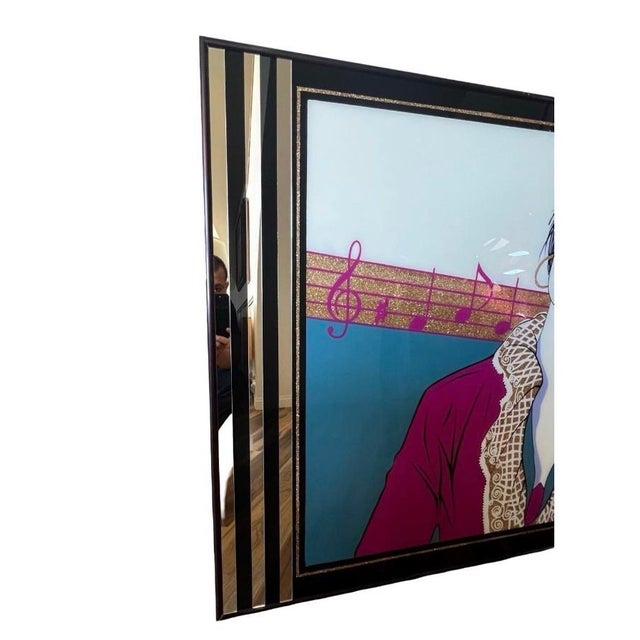 Laurel Studios Vintage Large Postmodern 1980s Laurel Wall Art Mirror Rare Patrick Nagel Style 80s For Sale - Image 4 of 10
