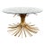 Vintage Hollywood Regency Style Gilt Sheaf of Wheat Round Glass Top Table For Sale