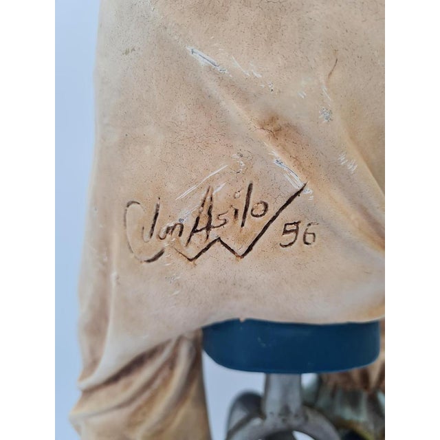 Large Figurine of Clown on Unicycle by Jun Asilo, Philippines, 1990s For Sale - Image 10 of 11