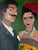 Contemporary Salvador Dalí & Frida Kahlo Portrait Oil on Canvas Painting, Signed For Sale - Image 9 of 12