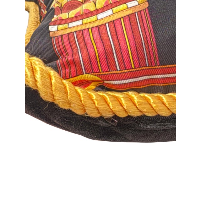 Textile Vintage Salvatore Ferragamo Silk Leopard & Egyptian Motif Pillow For Sale - Image 7 of 8