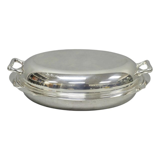 Vintage Towle 4046 Silver Plated Oval Covered Vegetable Serving Dish Platter For Sale