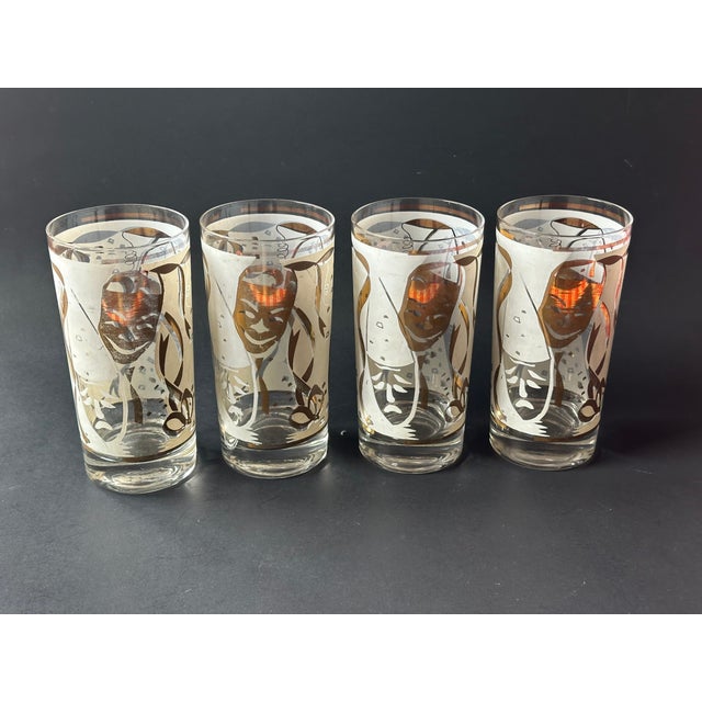 1950s Vintage Mid Century Cocktail Glassware Set of 4 For Sale - Image 5 of 11