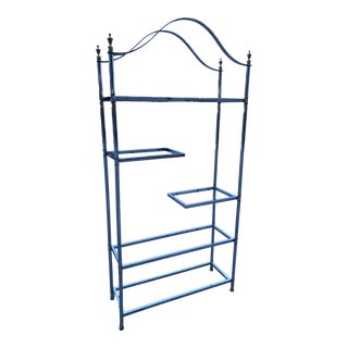 Mid-Century Modern Polished Steel Staggered Glass Shelf Étagère in Maison Jansen For Sale