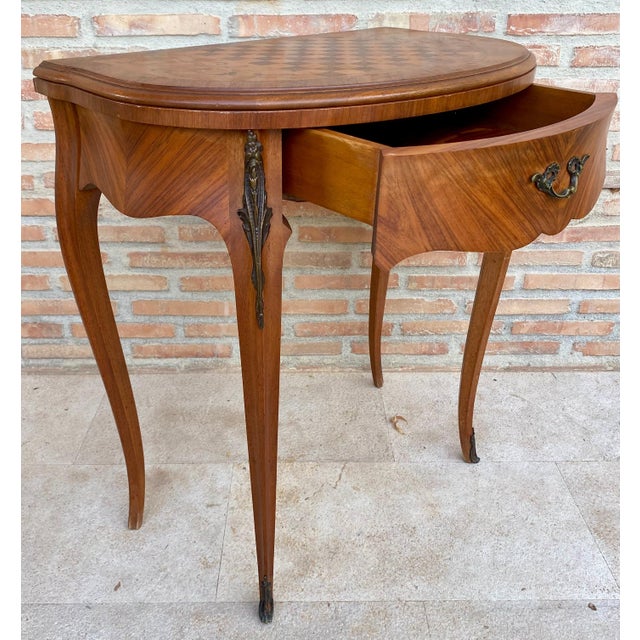 French Demi Lune Folding Card or Console Table with Baize Top, 1900s For Sale - Image 10 of 18