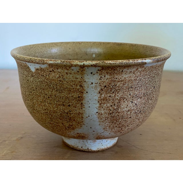 1960s Mid- Century Footed Stoneware Bowl With Flaring Rim, Signed For Sale - Image 5 of 9