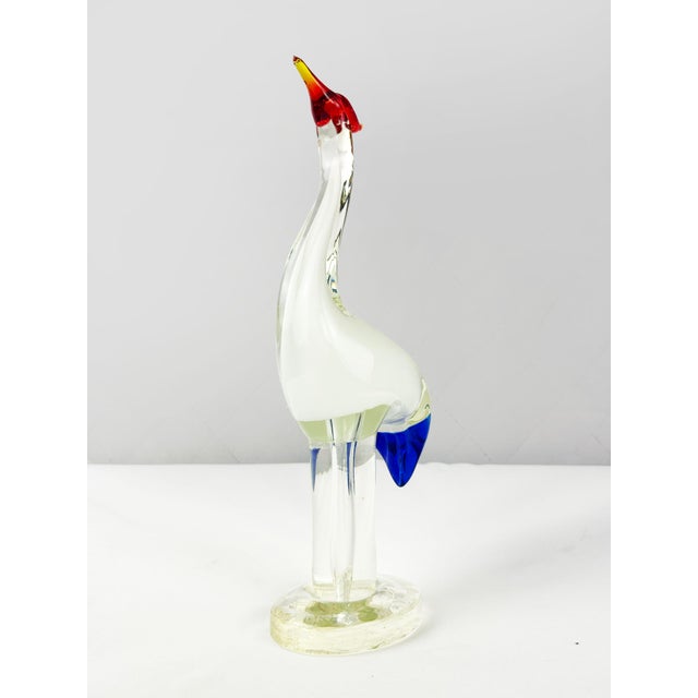 1970s Mid-Century Modern Murano Art Glass Crane Bird Figurine from Made Murano Glass, 1970s For Sale - Image 5 of 14