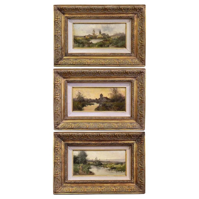 Set of 3 Framed Oil on Board Paintings Signed Leon Dupuy for E. Galien-Laloue For Sale - Image 13 of 13