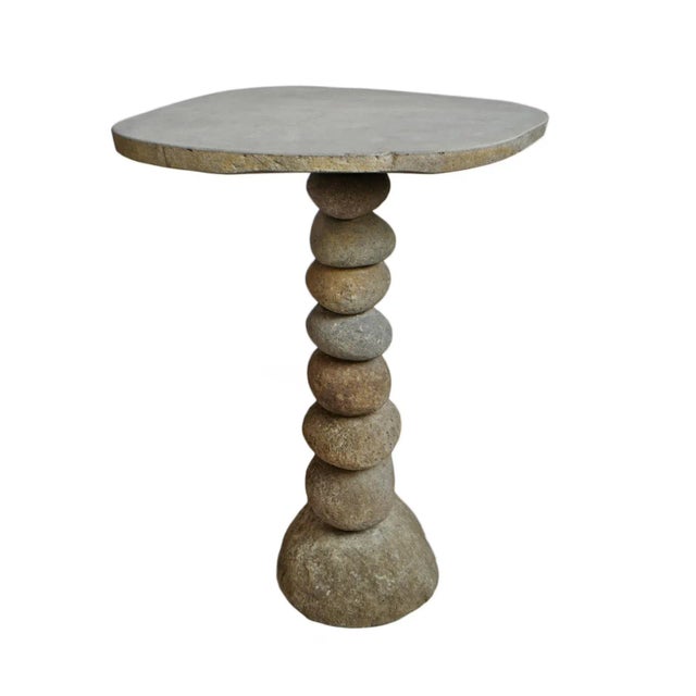 Vintage Organic Modern Stacked River Rock Bistro Table For Sale In Los Angeles - Image 6 of 6