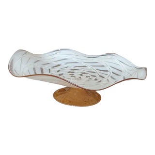 Late 20th Century Blown Glass Wavy Compote/Bowl For Sale