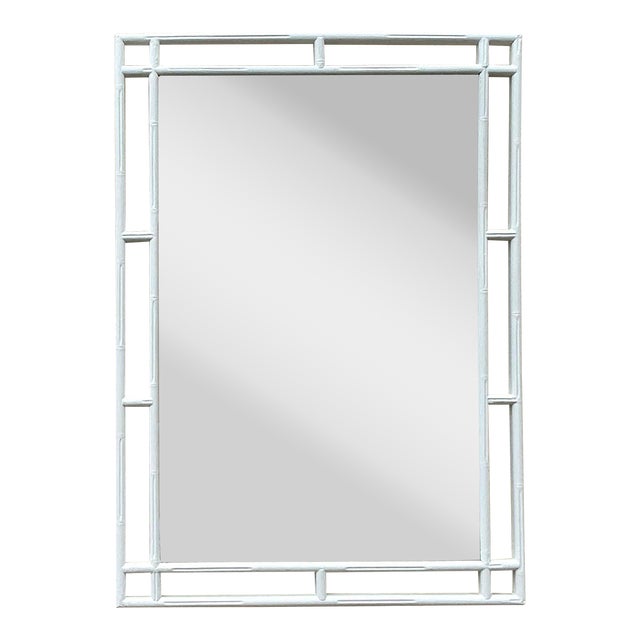 Vintage Coastal Carved Bamboo Mirror For Sale