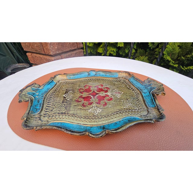 Florentine Wooden Tray, 1970s For Sale - Image 3 of 8