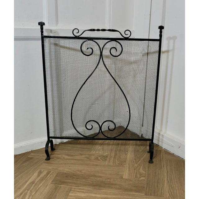Metal Large Wrought Iron Fire Screen, 1890s For Sale - Image 7 of 8