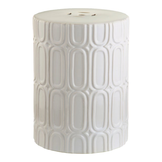 Ceramic Garden Stool in Cream For Sale