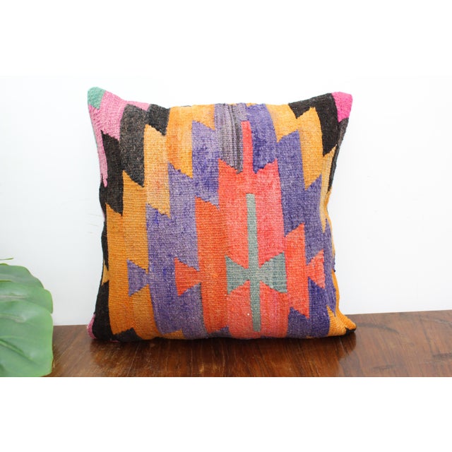 1960s Turkish Kilim Decorative Pillow Cover - 19"x19" For Sale - Image 5 of 8