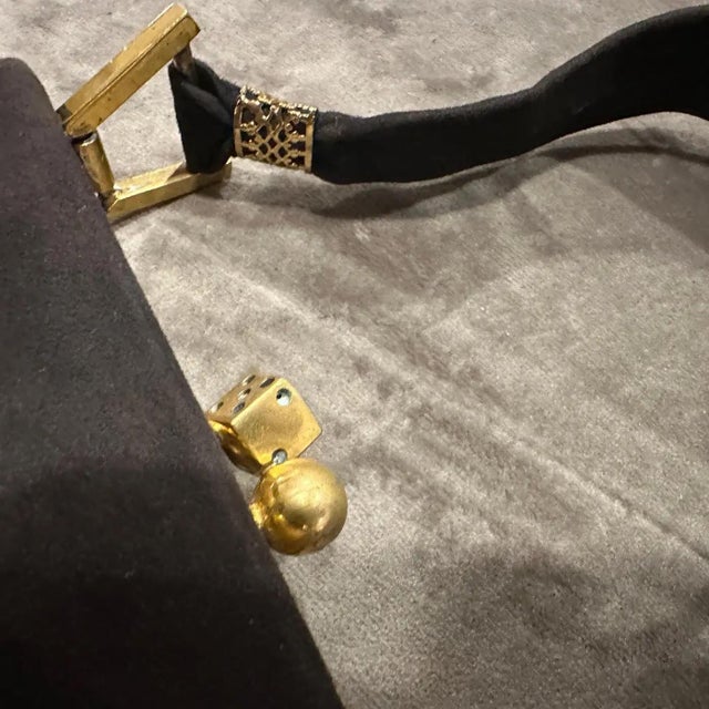 1950s 1950s Vintage Brown Suede and Brass Italian Cosmetic Bag For Sale - Image 5 of 14