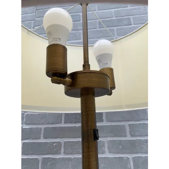 Modern Textured Brass Tower Floor Lamp With Shade For Sale In Chicago - Image 6 of 9