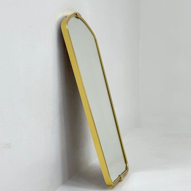 Mid-Century German Asymmetric Brass Wall Mirror, 1960s For Sale - Image 4 of 11