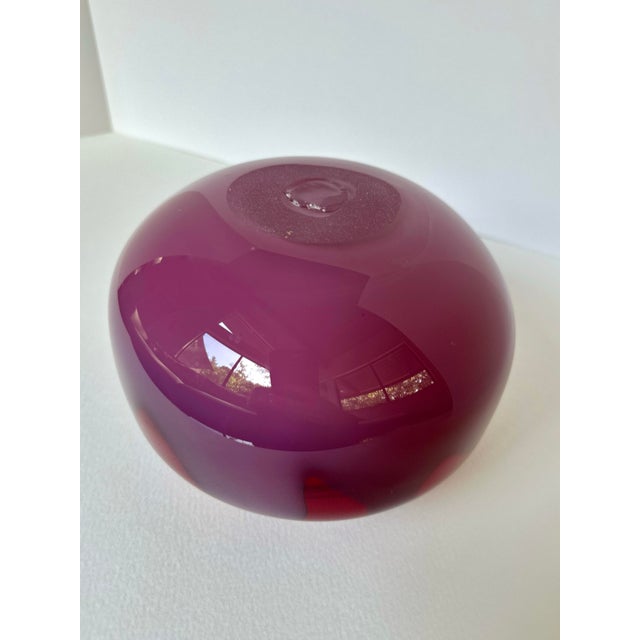 1980s Hand-Blown Ruby Ombre Glass Vase For Sale - Image 4 of 9