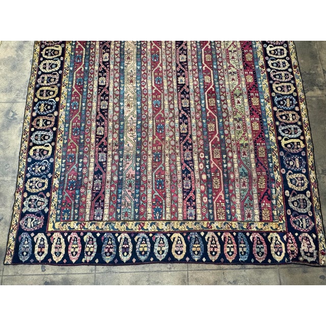 Textile Antique Karabagh Rug With Vertical Stripe Design, Circa 1850 For Sale - Image 7 of 9