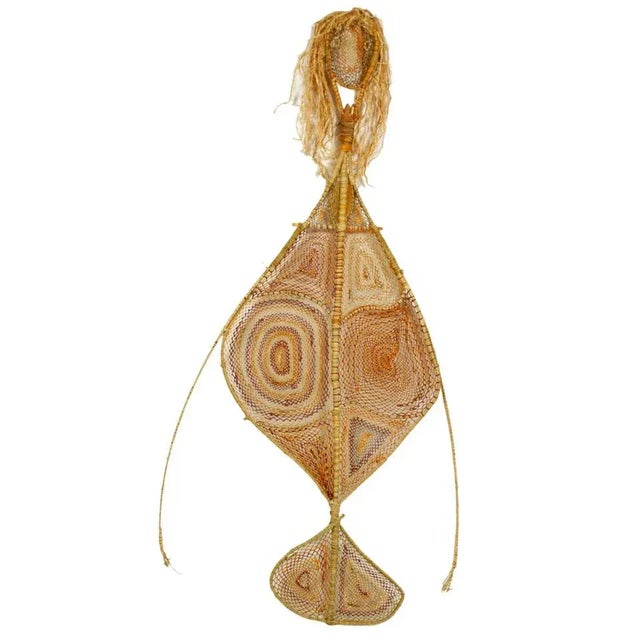 Light Yellow Australian Aboriginal Yawkyawk Fiber Sculpture For Sale - Image 8 of 8
