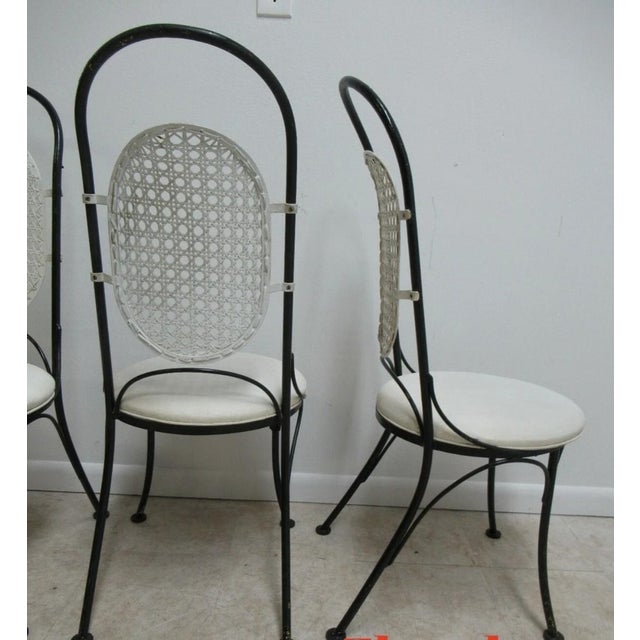 4 French Regency Cane Back Wrought Iron Dining Room Side Chairs Coleman Kalick For Sale - Image 10 of 12
