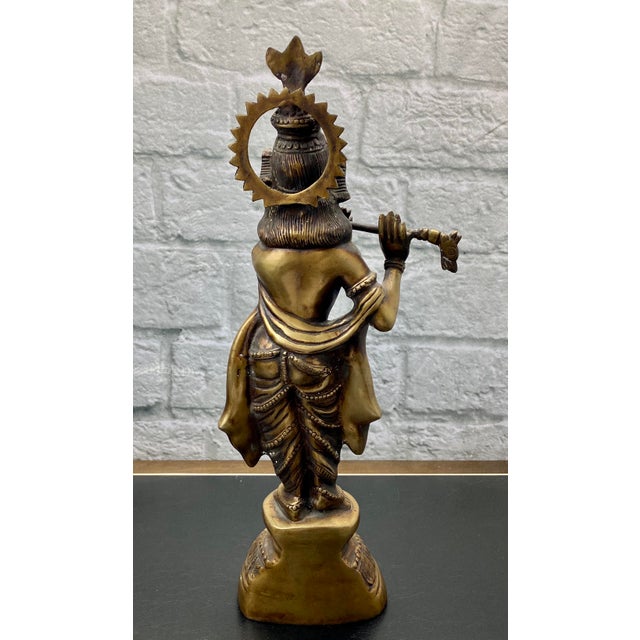 Vintage Lord Krishna Bronze Statue Chairish