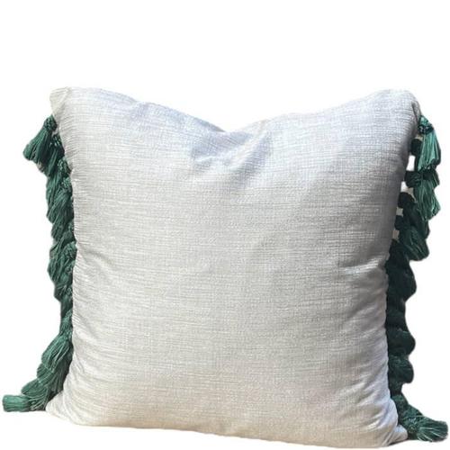 Lightweight, silk blend jacquard with slightly textured surface in misty grey. Trimmed with a beautiful handmade tassel...