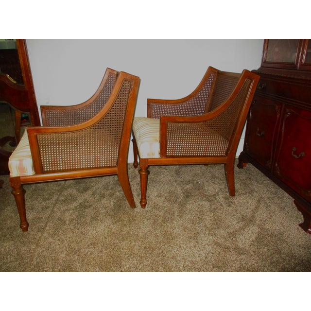 1940s 1940s Hollywood Regency Cane Back Bergere Chairs- a Pair For Sale - Image 5 of 8