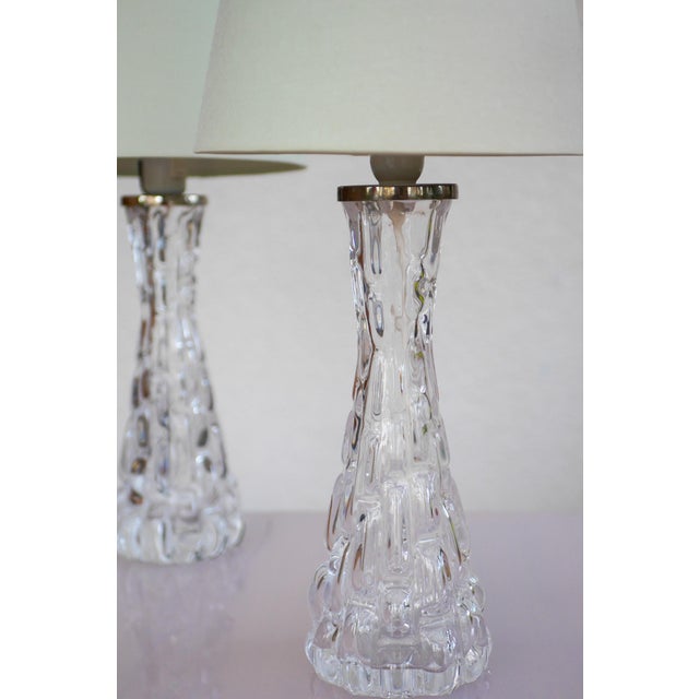Crystal Glass Table Lamps by Carl Fagerlund for Orrefors, Sweden, Set of 2 For Sale - Image 5 of 13