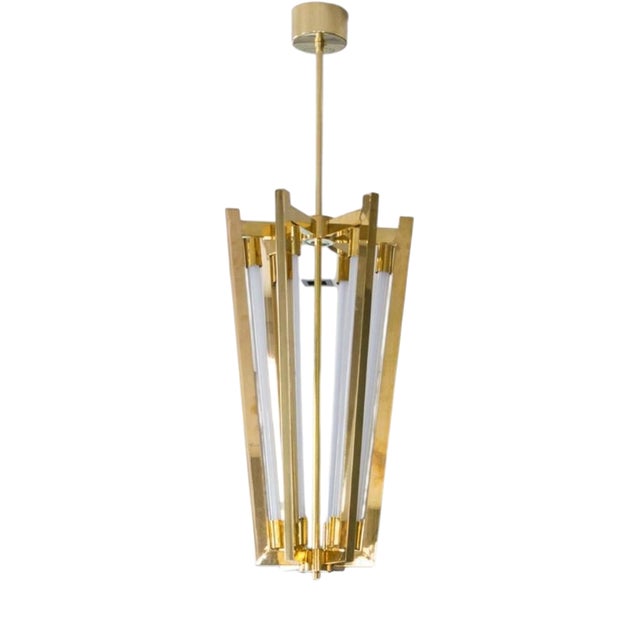 Brass Glass Tubes Pendant Light by Magic Circus Editions For Sale