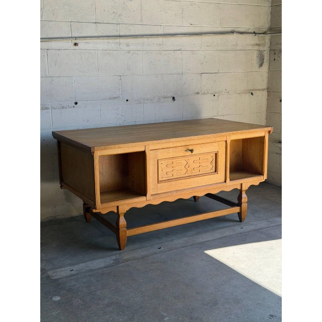 In Style of Henning Kjærnulf Danish Oak Double-Sided Executive Writing Desk Mid-Century Modern 1960s For Sale - Image 4 of 11