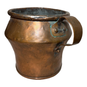 Antique 19th Century Handmade Dovetailed Thick Copper Measure Bean Pot Jug