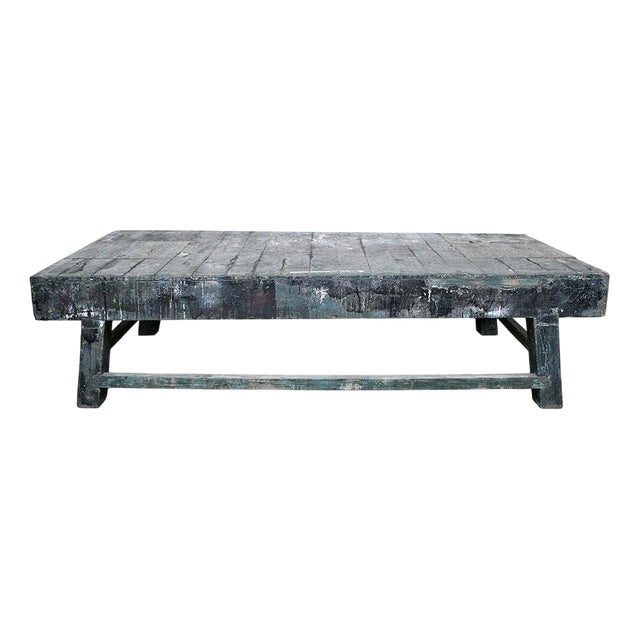 Large Artisan Table in Patinated Solid Wood For Sale
