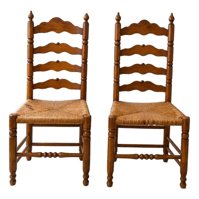 Vintage Tell City Chair Company Ladder-Back Rush Seat Chairs For Sale