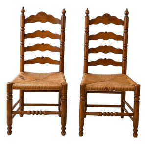Vintage Tell City Chair Company Ladder-Back Rush Seat Chairs