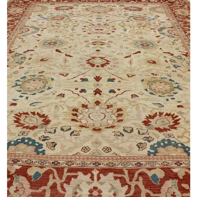Vintage Persian Sultanabad Rug on Ivory Field With Hints of Red and Blue 11'1"x14'6" For Sale In Atlanta - Image 6 of 11