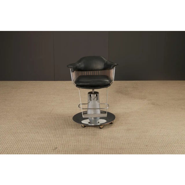 Warren Platner Style Salon Barstool Chair on Hydraulic Base With Casters, 1960s For Sale In Los Angeles - Image 6 of 17