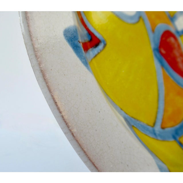 Mustard C.1960's Italian Giovanni DeSimone "Rare," Hand-Painted, Ceramic Glazed Fish Plate For Sale - Image 8 of 10