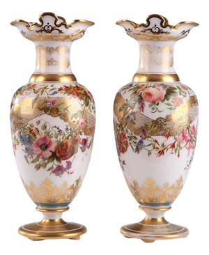 Louis Philippe Opaline Vases, Late 19th Century, Set of 2