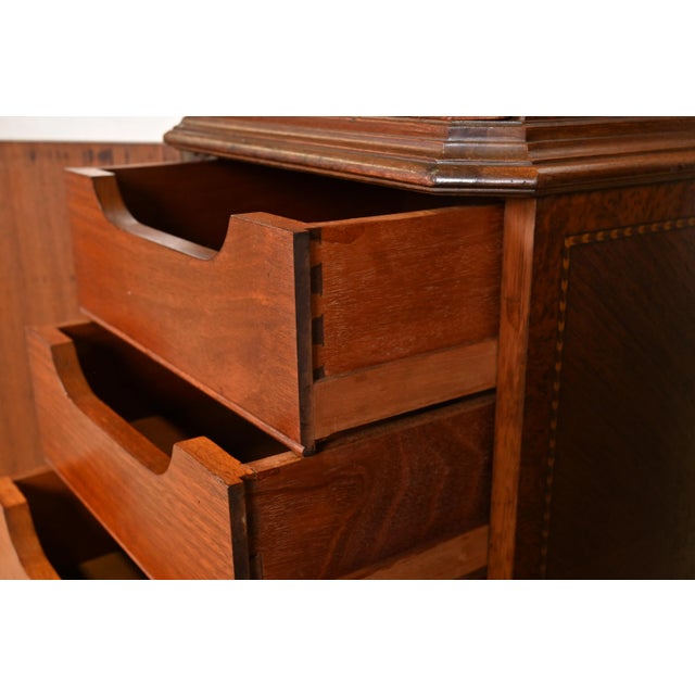 Brown French Louis XV Kingwood Inlaid Marquetry Marble Top Lingerie Chests, Pair For Sale - Image 8 of 12