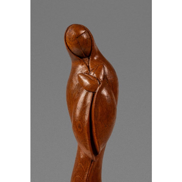 Mid-Century Danish Modern Abstract Hand-Carved Sculpture Depicting Mother Mary in Solid Teak, Usa, C. 1960s For Sale - Image 15 of 18
