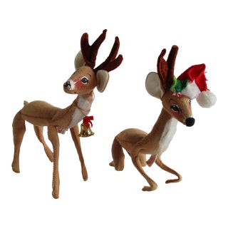 Vintage 80s Annalee Christmas Reindeer For Sale