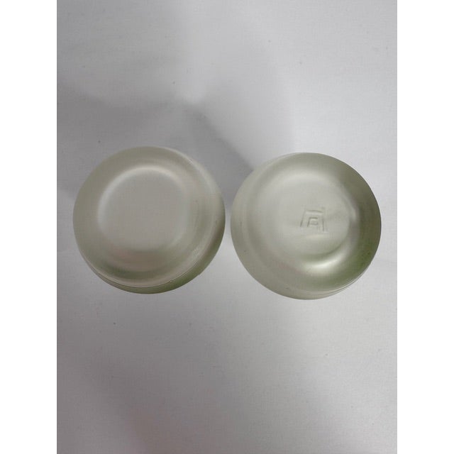 Vintage Frosted Glass Salad Set With Hand Painted Leaves – Bowl, Oil & Vinegar, Salt & Pepper - 5 pcs For Sale - Image 4 of 17