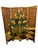 Traditional Vintage Hand Painted Four Paneled Room Screen With Gold Background, Floral Planter & Checkered Floor For Sale - Image 3 of 10