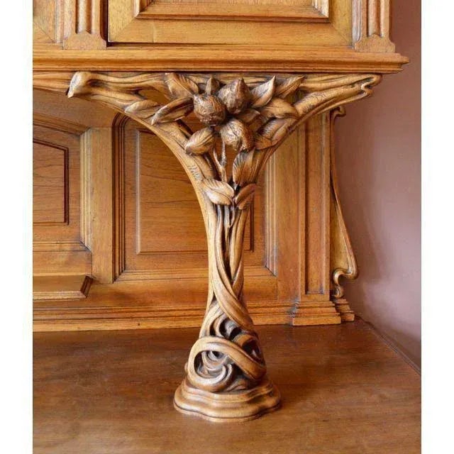 Vintage C.1878-C.1910 French Art Nouveau Phenomenal & Intricate, Hand-Carved 5-Piece Breakfront Server/Sideboard For Sale - Image 9 of 16