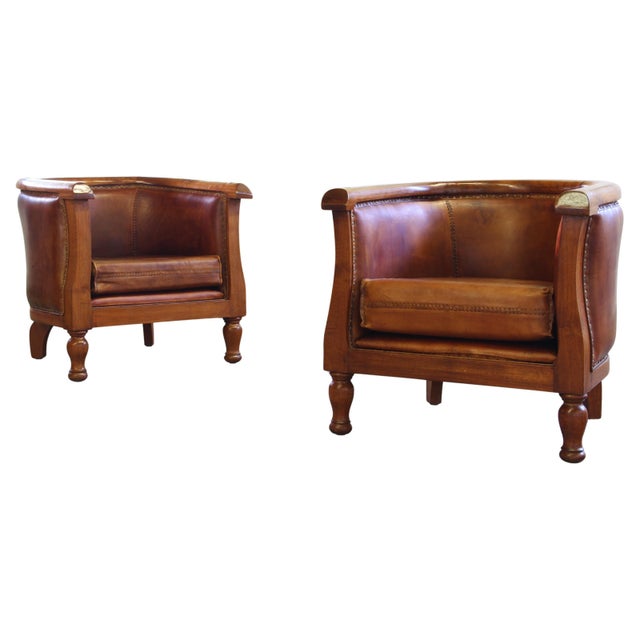 Vintage Leather Club Chairs, 1920s, Set of 2 For Sale - Image 15 of 15